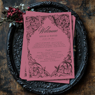 Victorian Bat Until Death Black & Wine Wedding Program