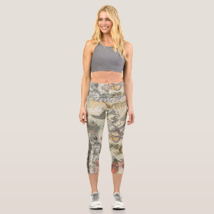 Victorian Bathing Beauty Kraken Vintage Surrealism Capri Leggings
