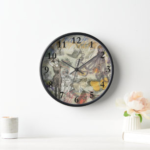 Victorian Bathing Beauty Kraken Vintage Surrealism Clock