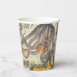 Victorian Bathing Beauty Kraken Vintage Surrealism Paper Cups