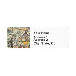 Victorian Bathing Beauty Kraken Vintage Surrealism Return Address Label