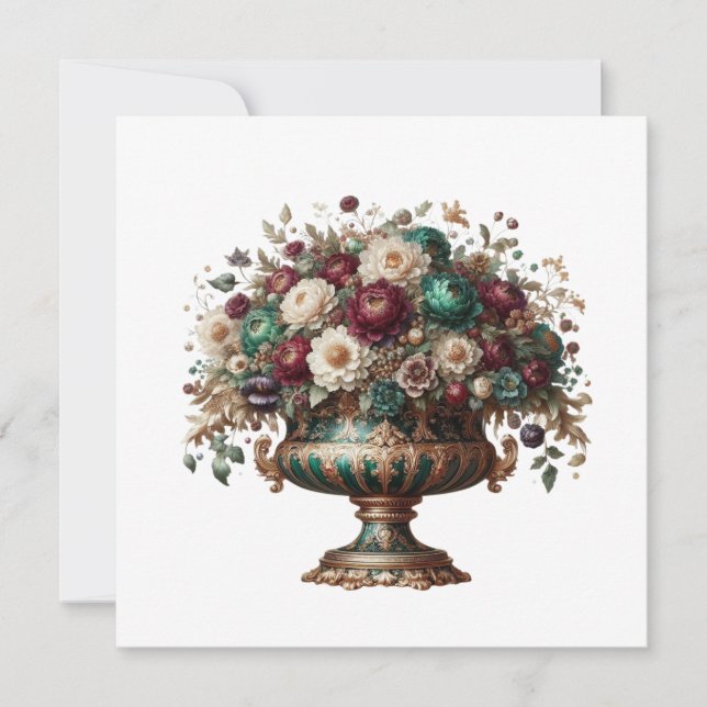 Victorian Bavaria Floral Vase Invitation (Front)