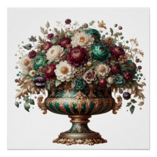 Victorian Bavaria Floral Vase Poster