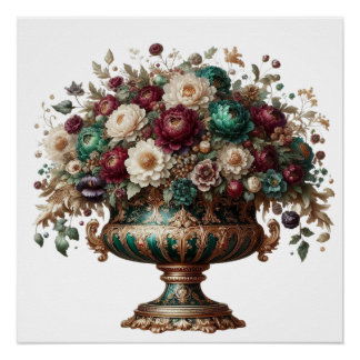 Victorian Bavaria Floral Vase Poster