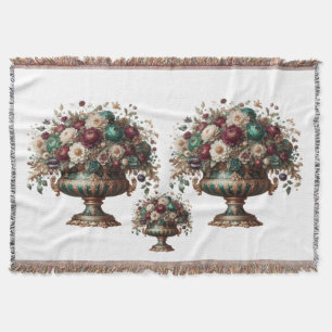 Victorian Bavaria Floral Vase Throw Blanket