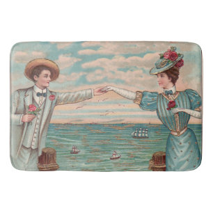 Victorian Beach Love Dressy Ocean Wedding Couple Bath Mat