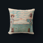 Victorian Beach Love Dressy Ocean Wedding Couple Cushion<br><div class="desc">Love at the Beach! This vintage image is based on an antique postcard with a man and and a woman reaching out their arms to touch hands</div>