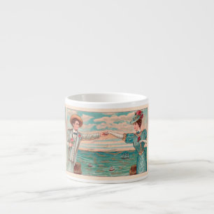 Victorian Beach Love Dressy Ocean Wedding Couple Espresso Cup