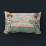 Victorian Beach Love Dressy Ocean Wedding Couple Lumbar Cushion<br><div class="desc">Love at the Beach! This vintage image is based on an antique postcard with a man and and a woman reaching out their arms to touch hands</div>