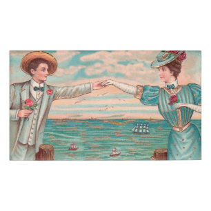 Victorian Beach Love Dressy Ocean Wedding Couple Name Tag