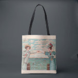 Victorian Beach Love Dressy Ocean Wedding Couple Tote Bag<br><div class="desc">Love at the Beach! This vintage image is based on an antique postcard with a man and and a woman reaching out their arms to touch hands</div>