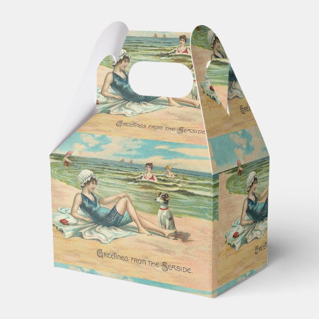 Victorian Beach Swim Girl Ocean Summer Vacation Favour Box (Front Side)