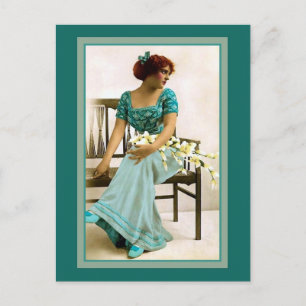Victorian beauty, restored photo postcard