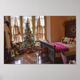 Victorian Bedroom, Christmas, Vaile Mansion, MO Poster