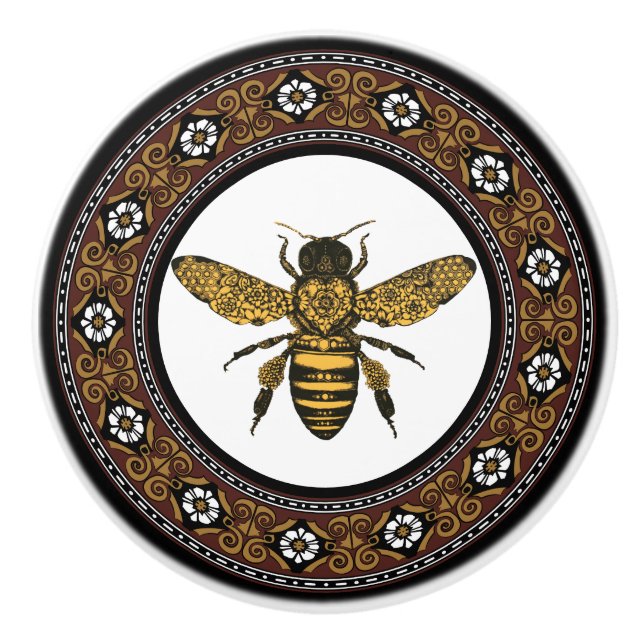 Victorian Bee Elegant Frame Ceramic Knob (Front)