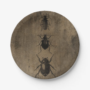 Victorian Beetle illustrations Grunge Halloween  Paper Plate