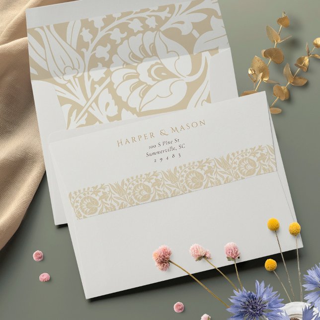 Victorian Beige Ivory Floral Wedding Envelope (Creator Uploaded)