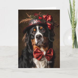 Victorian Bernese Mt. Dog Christmas Holiday Card