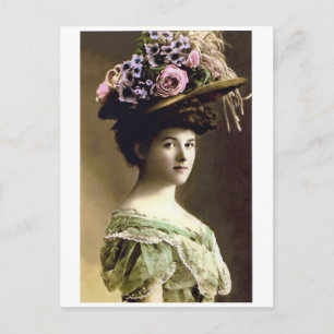 Victorian Big Hat Lady Postcard