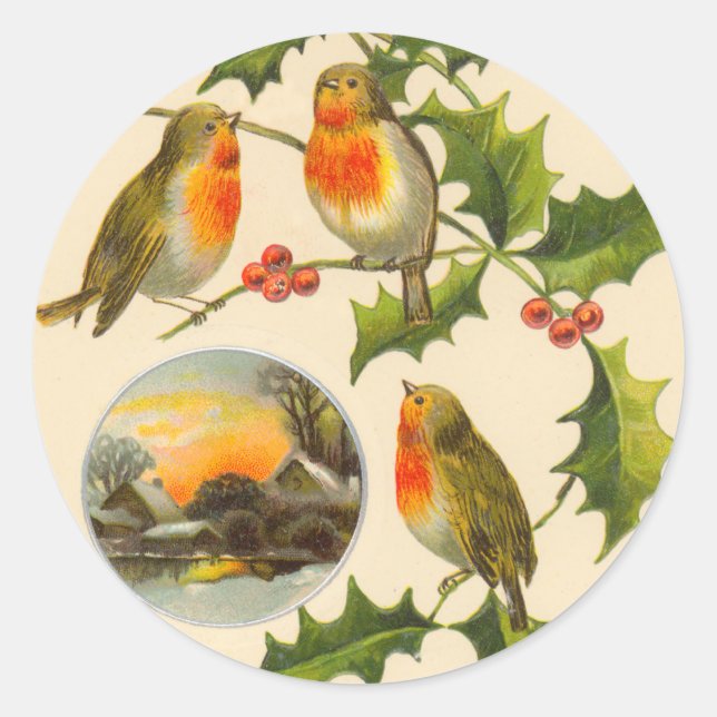 Victorian Bird Christmas Stickers (Front)