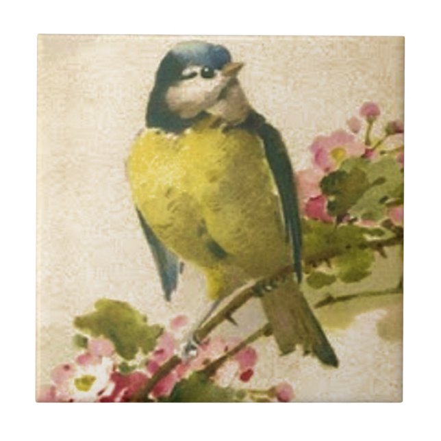 Victorian Bird Illustration Tile (Front)