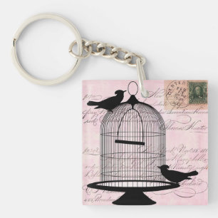 Victorian Birdcage Pink Acrylic Keychain