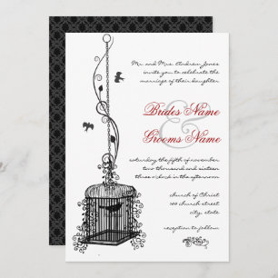 Victorian Birdcage Red Boho Wedding Invitations