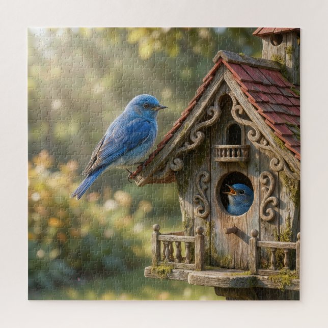 Victorian Birdhouse with Bluebirds Jigsaw Puzzle (Vertical)