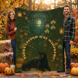 Victorian Black Cat Halloween Legend Has Whiskers Sherpa Blanket