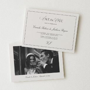 Victorian Black & Ivory Wedding Save the Date Invitation