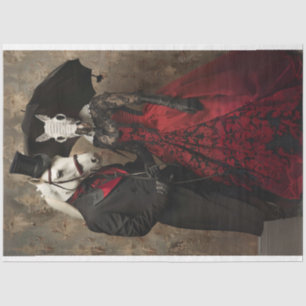 Victorian Black Red Dressed Horses Decoupage  Tissue Paper