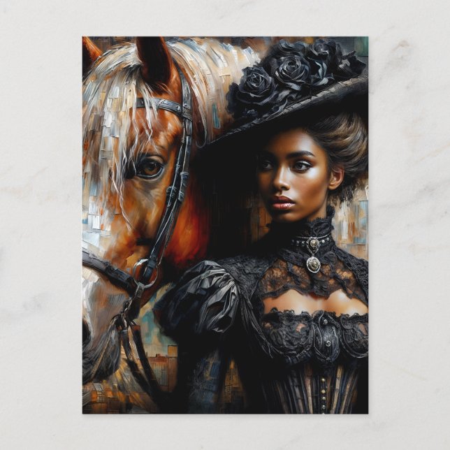 Victorian Black Woman With Horse  Postcard (Front)