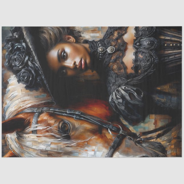 Victorian Black Woman With Horse  Tissue Paper (Front)