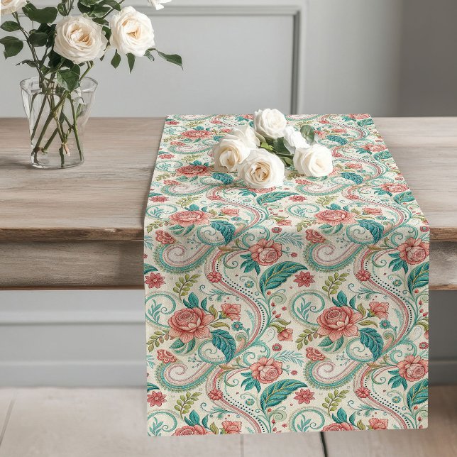 Victorian Bloom Table Runner Antique Floral Design (Victorian Bloom Table Runner Antique Floral Design)