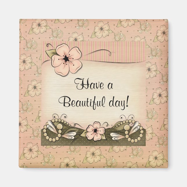 Victorian Blossoms Pearls Fridge Magnet (Front)