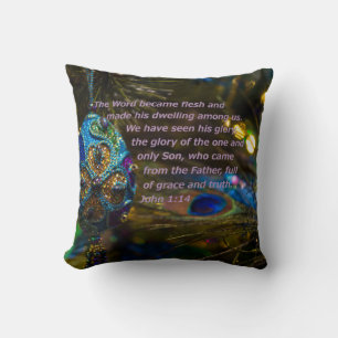 Victorian Blue Bible Verse Cushion