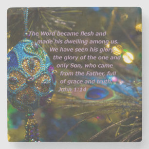 Victorian Blue Bible Verse Stone Coaster