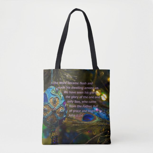 Victorian Blue Bible Verse Tote Bag (Front)