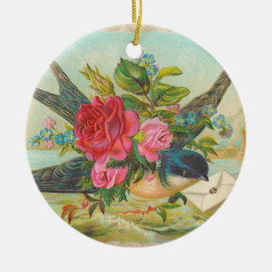 Victorian Blue Bird Christmas Ornament