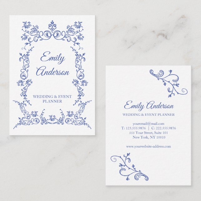 Victorian Blue Elegant hello card (Front/Back)