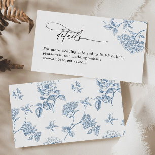 Victorian Blue Floral Calligraphy Details Card