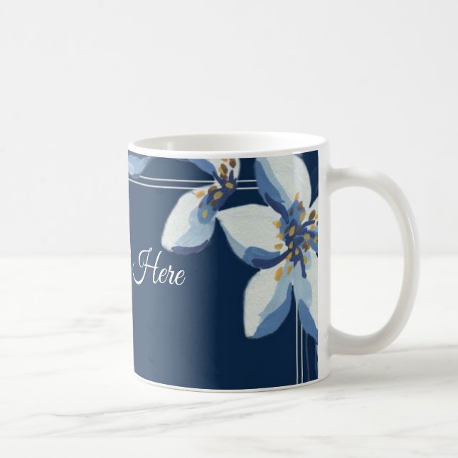 Victorian Blue Floral Dusty Blue Wedding  Coffee Mug (Right)