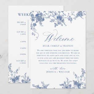 Victorian Blue Floral Wedding WEEKEND EVENTS Invitation
