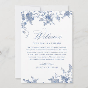 Victorian Blue Floral Wedding WEEKEND EVENTS Invitation
