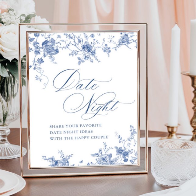 Victorian Blue French Floral Date Night Ideas Poster (Creator Uploaded)