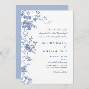 Victorian Blue French Garden Floral Wedding Invitation