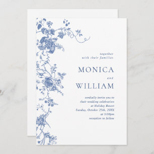Victorian Blue French Garden Floral Wedding Invitation