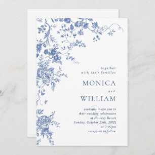 Victorian Blue French Garden Floral Wedding Invitation