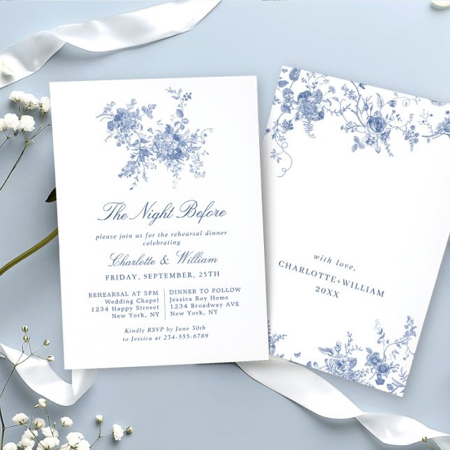 Victorian Blue French Garden Rehearsal Dinner Invitation (Creator Uploaded)