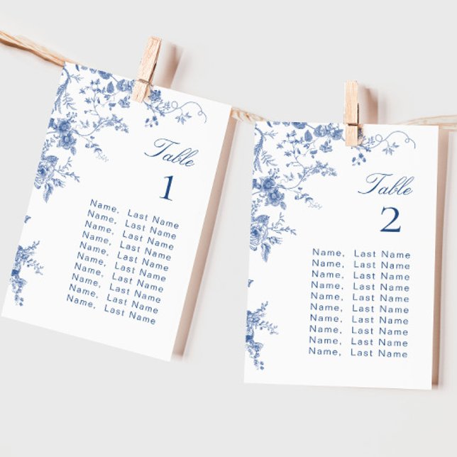 Victorian Blue French Garden Seating Chart Card (Creator Uploaded)